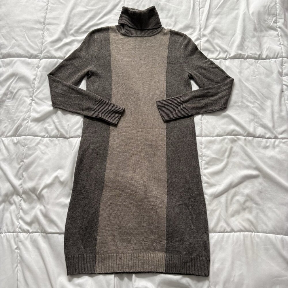 Adrienne Vittadini Womens Size XS Gray Turtle Neck‎ Long Sleeve Sweater Dress